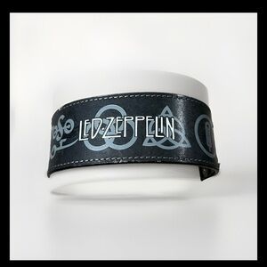 Led Zeppelin Band Logo Wrist Cuff Leather Bracelet Metal 2005 Y2K